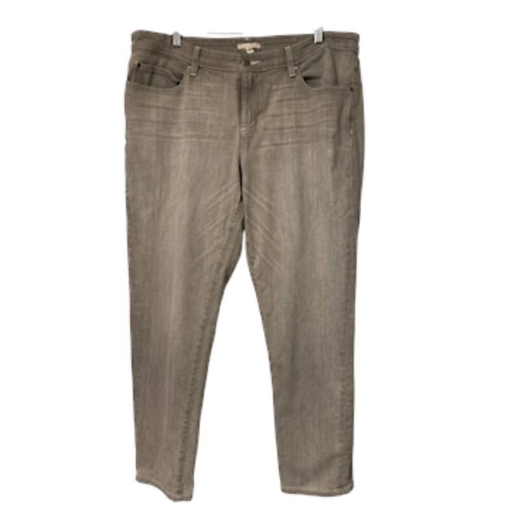 Eileen Fisher 5-Pocket Jeans Stone Gray Sz. 14 Classic Organic Cotton/Spandex/